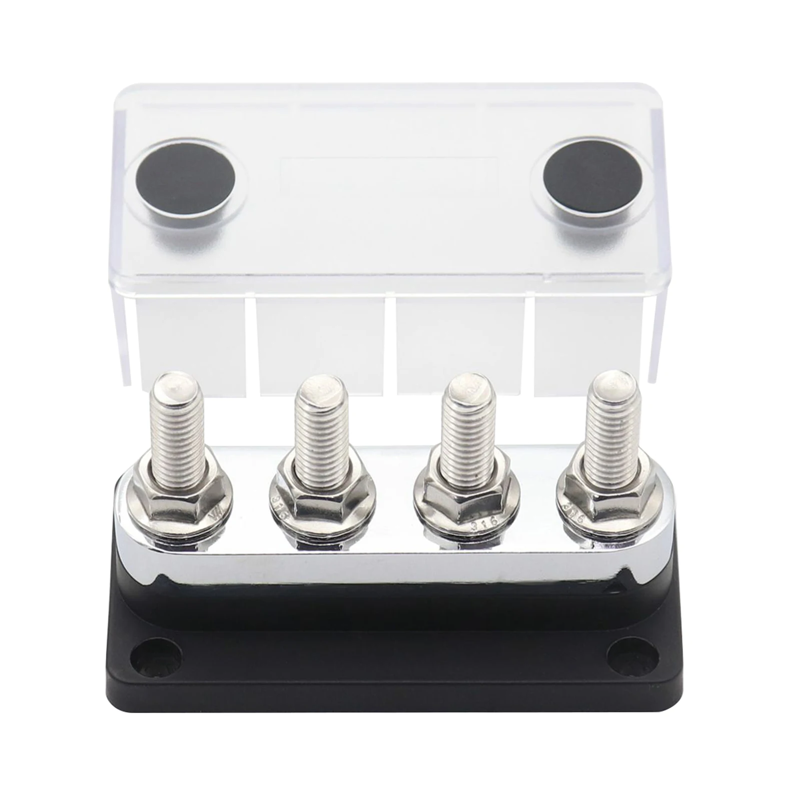 600A Power Distribution Block Bus Bar 4 x 3/8 Posts 48V DC Busbar Box  Battery Terminal Studs Box