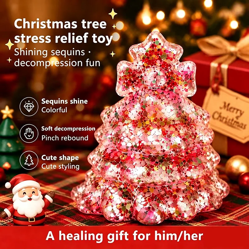 Christmas Tree Fun Soft Press Toy Slow Rising Stress Relief Fidget Toy Anti Anxiety Sensory Focus Fidget Toy Christmas Gifts