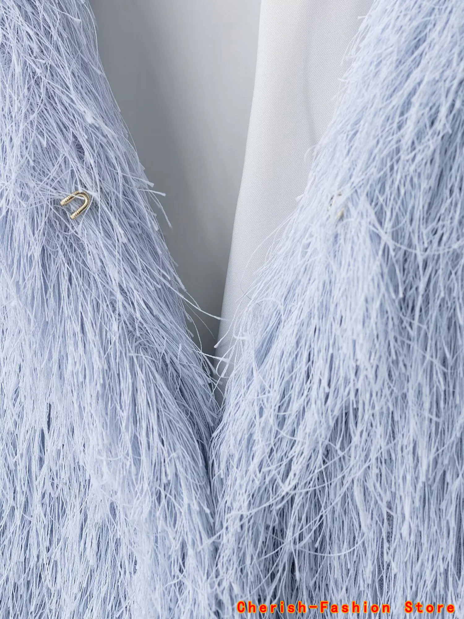 Brand Coat Minimalist Round Neck Tassels Jacket British Blue Jacket Elegant Jacket Winter Coat Jacket Women Tops 2025 New Coat