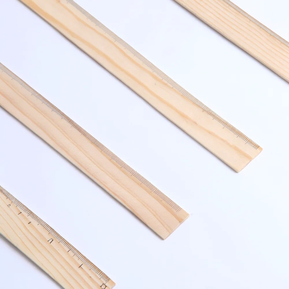 Wooden Straight Ruler Natural Pine Measurement Tool For Students Office Drawing Supplies Precise Dual Scale Durable Stationery