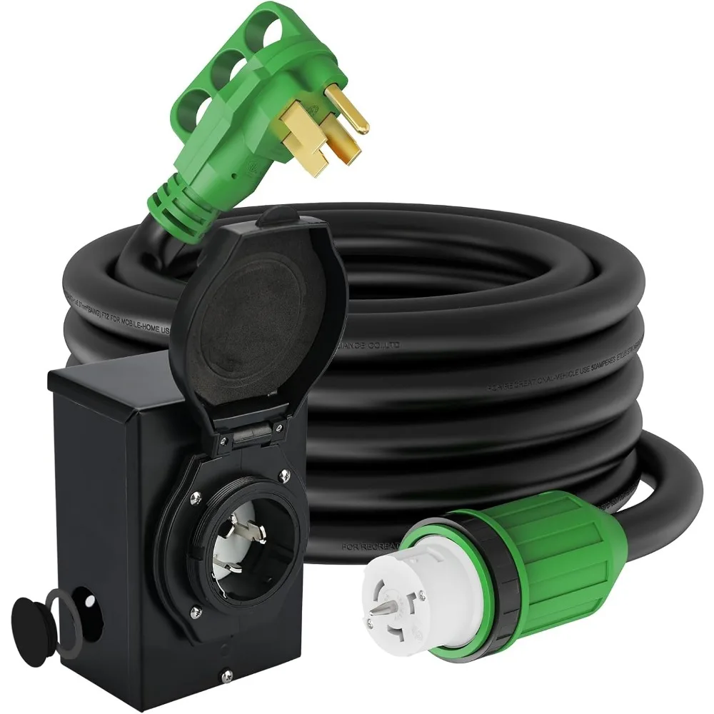 

Комбинированный комплект аварийного питания, 50-футовый шнур генератора на 50 А и входной блок питания, шнур генератора NEMA 14-50P на SS2-50R