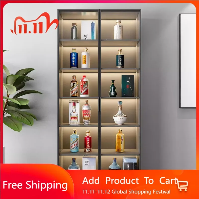 

Transparent Glass Bar Cabinet Storage Living Room Mobile Kitchen Wine Cabinet Nordic Standing Estante Chinese Style Furniture