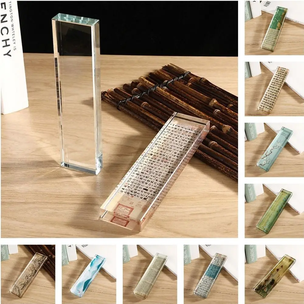 Heavy Enough Clear Crystal Paperweight Rectangle Smooth Surface Chinese Calligraphy Paperweight Pressing Paper Flat Flat Bottom