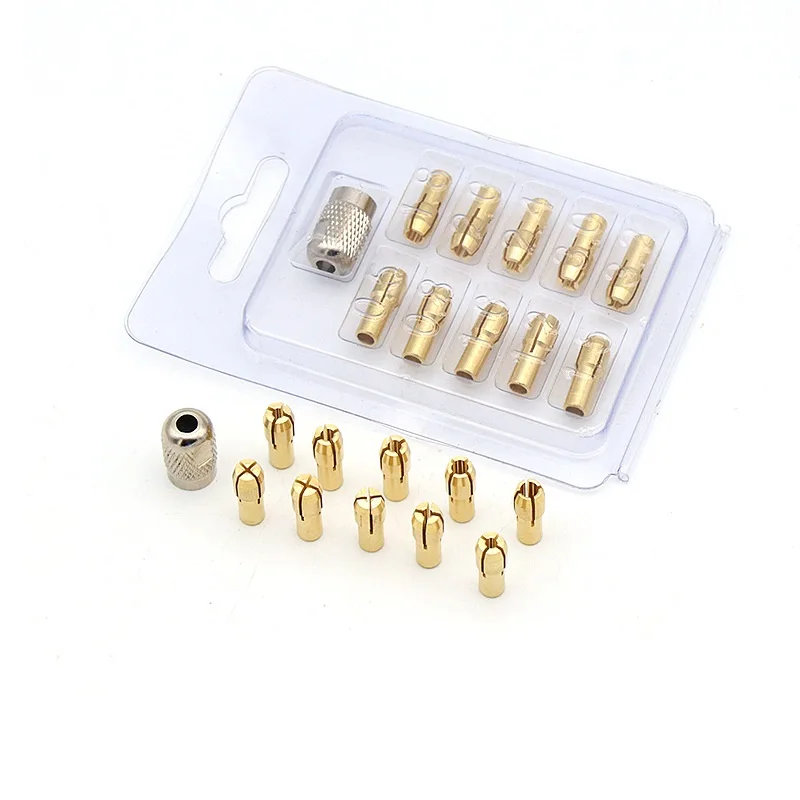 Mini Brass Drill Chucks 0.5-3.2mm For Electronic Dremel Collet Clamp Set Combination 4.2/4.8mm Shank Power Chuck Rotary Tool