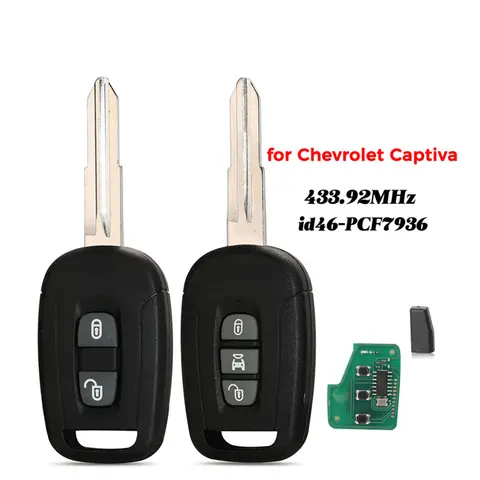 Jingyuqin 2/3 버튼 434Mhz ID46 pcf7936 Chevrolet Captiva 용 원격 키 2008 2009 2010 2012 2013 2016 2017 2018 Holden 5 7