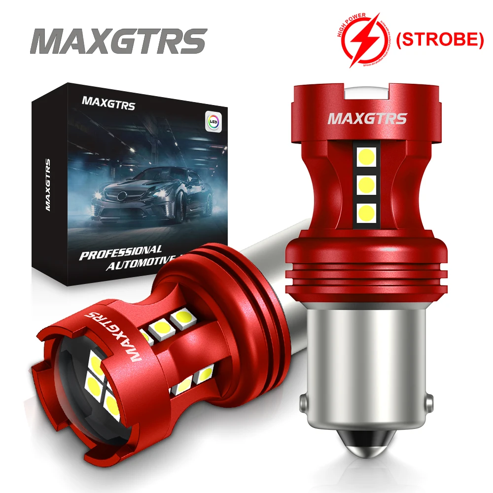 

2x Strobe Flash P21/5W S25 1157 Bay15D 3030 LED Chip Bulb 7443 1156 Car Stop Backup Brake Parking Tail Signal Light White Red