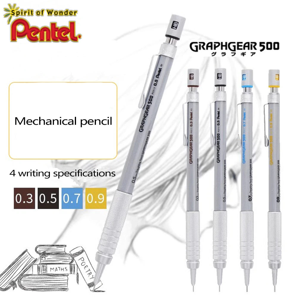 

1 шт. Японский механический карандаш Pentel 0.3/0.5/0.7/0.9 мм для рисования, комиксов, канцелярских принадлежностей, школьных принадлежностей