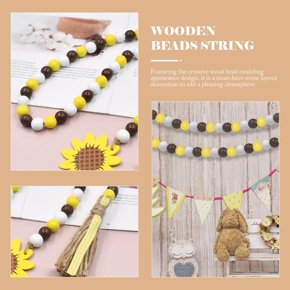 

Wooden Beads Home Decor Natural Home Wooden Beads Decor Wall Hanging Garland Decorative Ornament Handmade Rustic Style