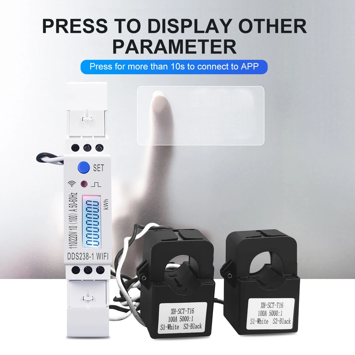 100A Din Rail 18mm 2 Phase 3 Wires WIFI Smart Energy Meter Power Consumption KWh Meter Wattmeter 110V+110V view 5