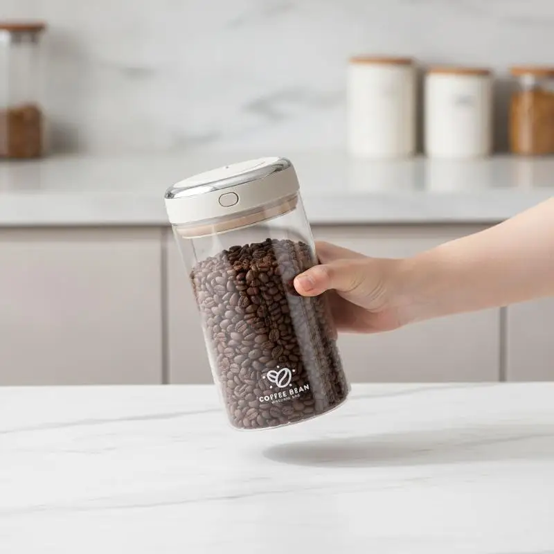 Vacuum Coffee Bean Storage Jar with Date Tracker & Waking Bean Valve Leakproof Airtight Canister Ideal Gift for Barista Coffee