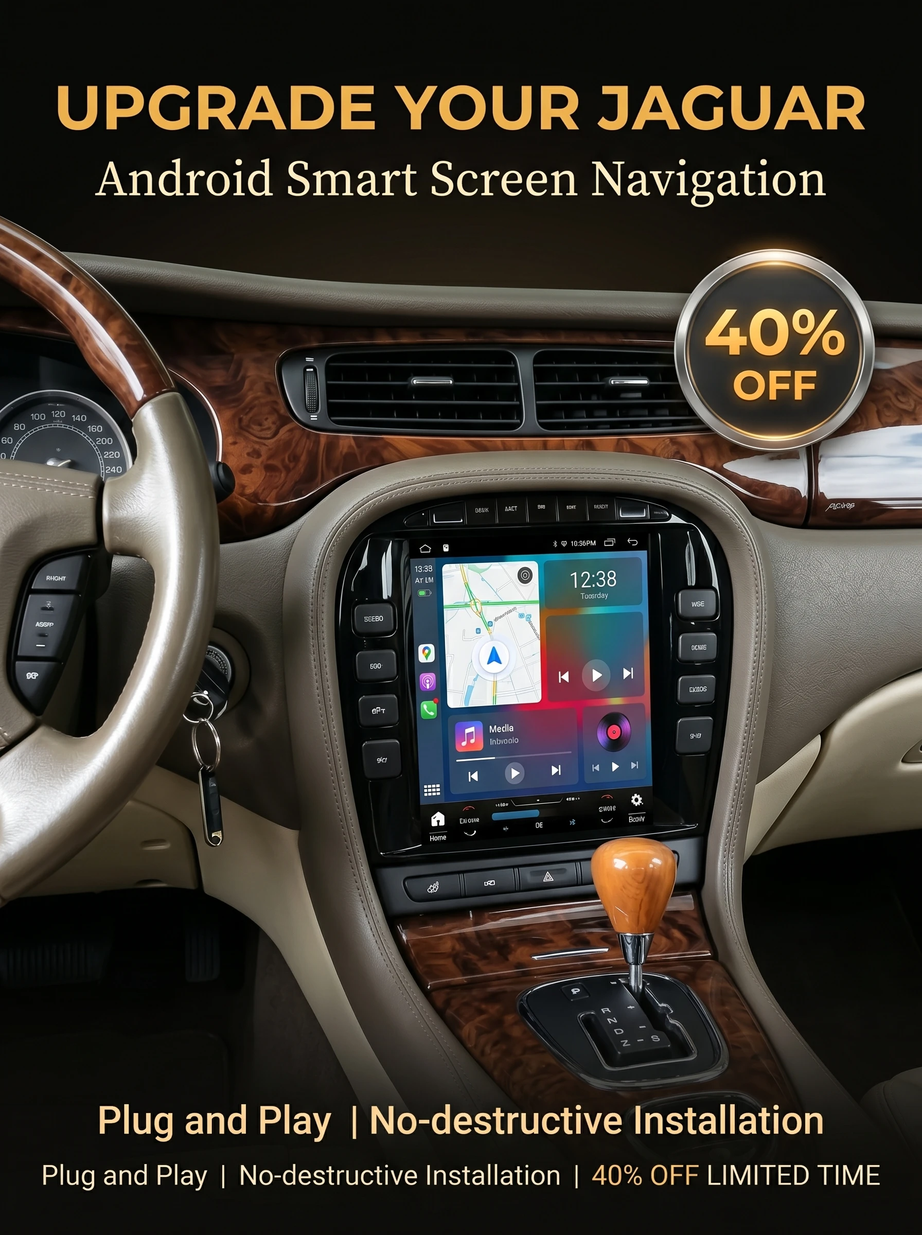 For Jaguar S X Type 2001 - 2009 Android Car Radio Screen Auto Stereo Tape Recorder Multimedia Player GPS Navigation Carplay DSP