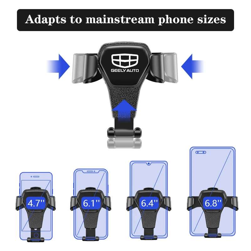 1 Second Quick Lock Gravity Car Phone Holder Air Vent Anti-Shake GPS Navigation Bracket With Geely Auto Emblem For Geely All Ser