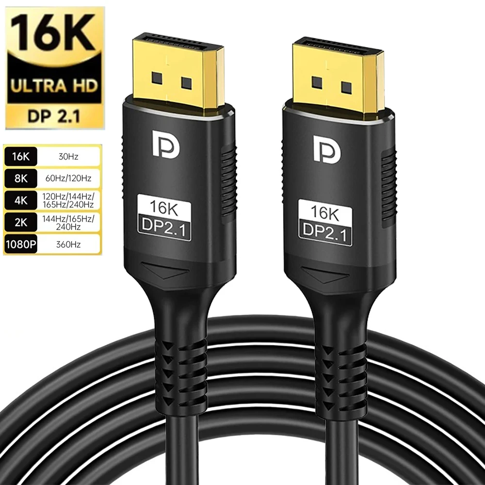 16K DP 2.1 Przewód portu wyświetlacza 8K@120Hz 4K@240Hz 80Gbps HDR Video Audio Displayport Kabel do laptopa TV Xbox Projektor Monitor