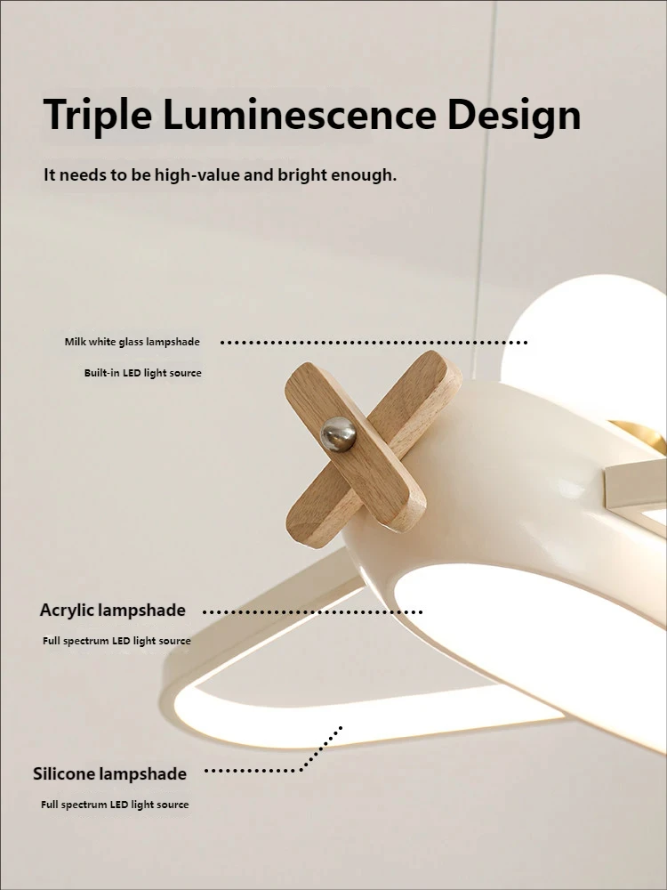 2026 New Children's Room Ceiling Chandelier Cartoon Novelty Airplane Light Simple Modern Girl Boy Bedroom LED Pendant Lighting view 4