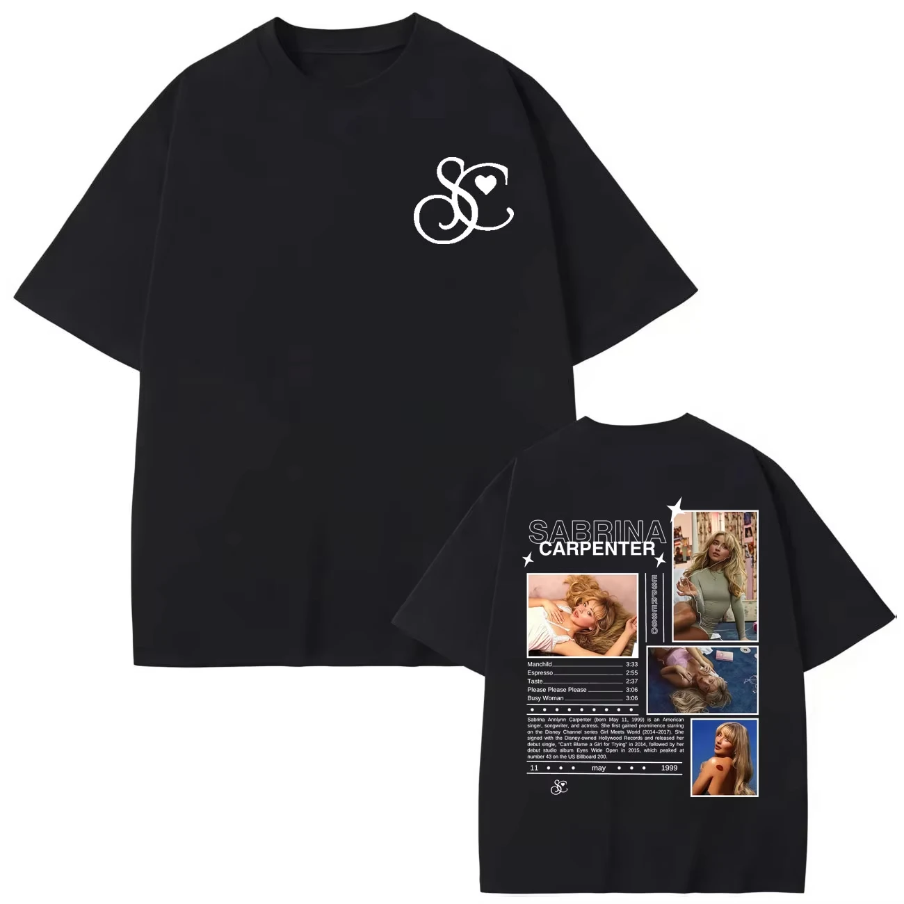 تي شيرت سابرينا كاربنتر قصير N' Sweet Tour 2025 Merch تي شيرت للرجال والنساء ملابس عصرية Harajuku Street تي شيرت كبير الحجم