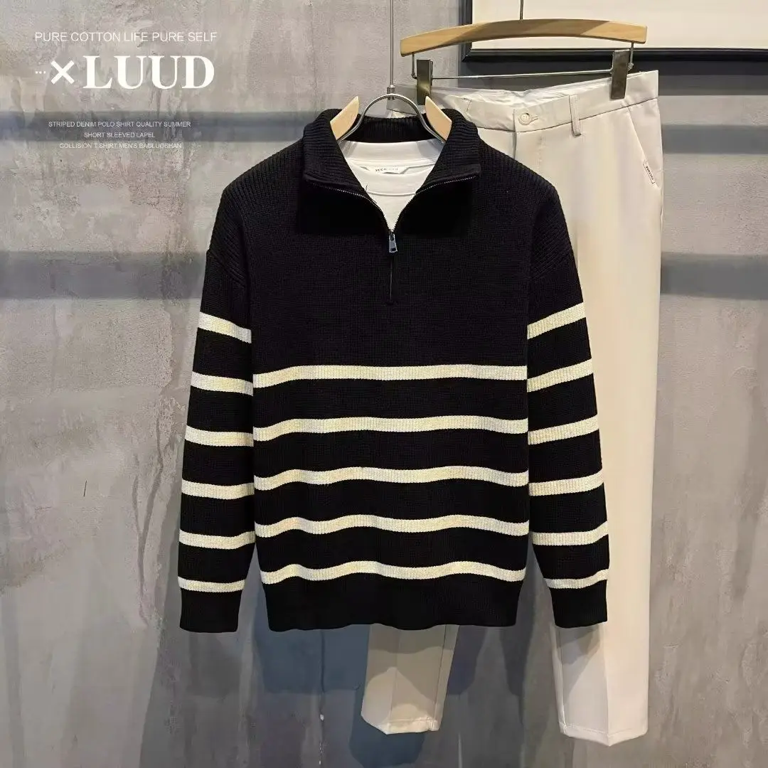 

Winter Thi Knitted Zipper Sweater for Men High Quali Faionable Versatile Couple's Cardigan Medium Softn Polyester Fiber