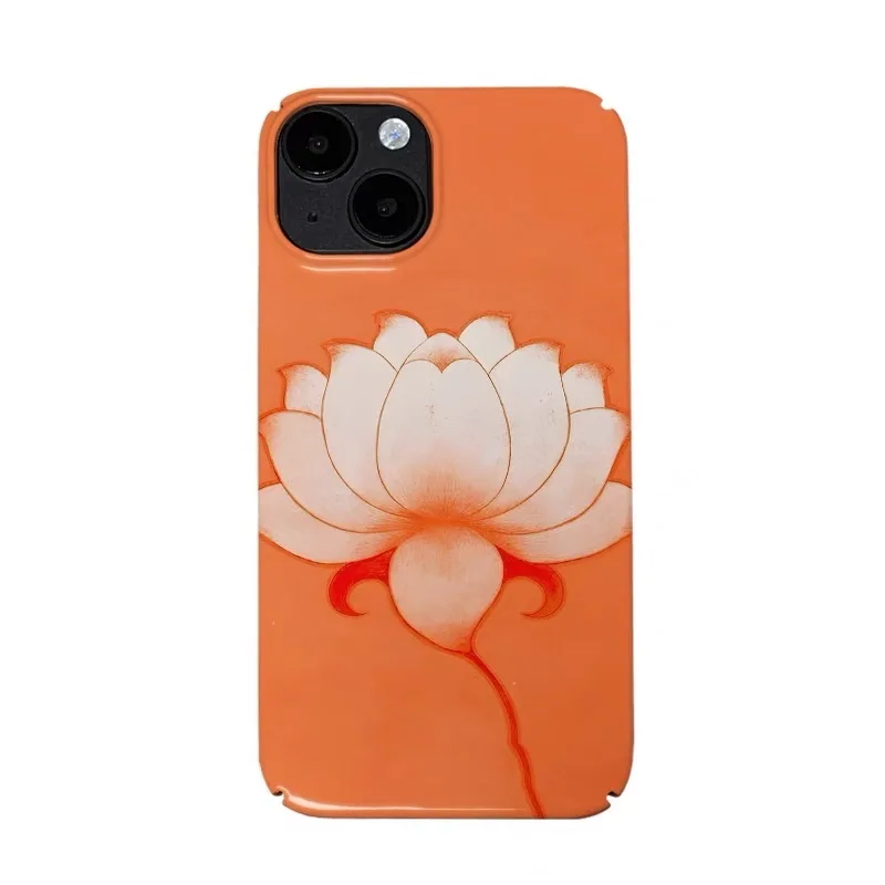 

Ins Orange Flower Art Niche Case for IPHONE 16E 15 PRO MAX 14 13 12 Mini 15PLUS 15PRO 11Pro XR Acrylic Hard Mobile Phone Cases