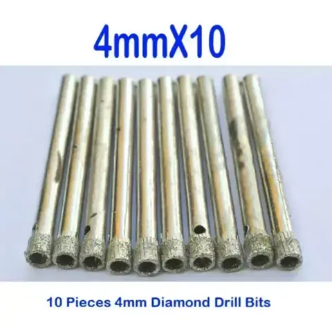 10 Pc 4mm Coated Drill Bit Set For Glass Tile Granite Ceramics Drilling With Water Cooling Use Only For Precision Holes