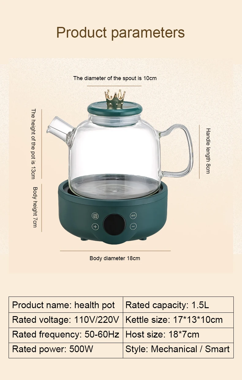 DMWD 110V Multifunction Electric Preserving Health Kettle Tea Pot Glass Hot Water Heating Boiler Thermal Flower Teapot Filter