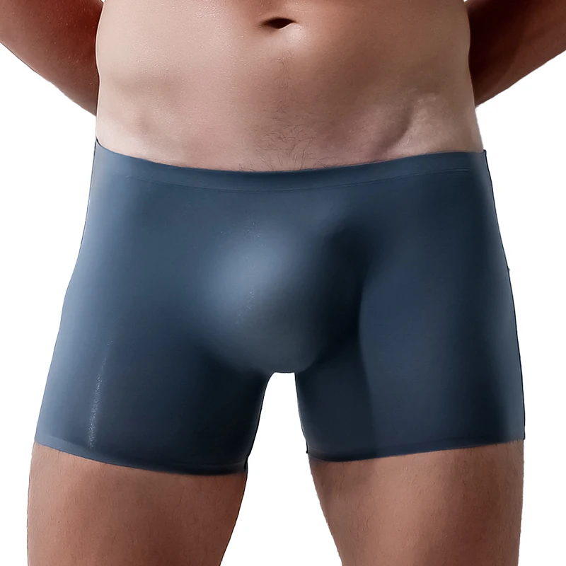 

Men's underwear Men's ice silk 3D punch bottom crotch boxers Seamless ultra-thin boxers summer breathable shorts head