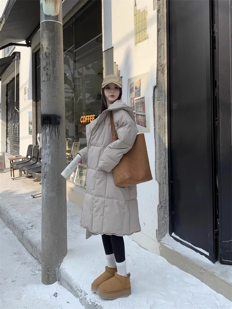 

Oversized Long Coat Women Winter Down Cotton Jacket Female Korean Fashion Padded Overcoat Ladies Casual Thick Warm Zipper Coats