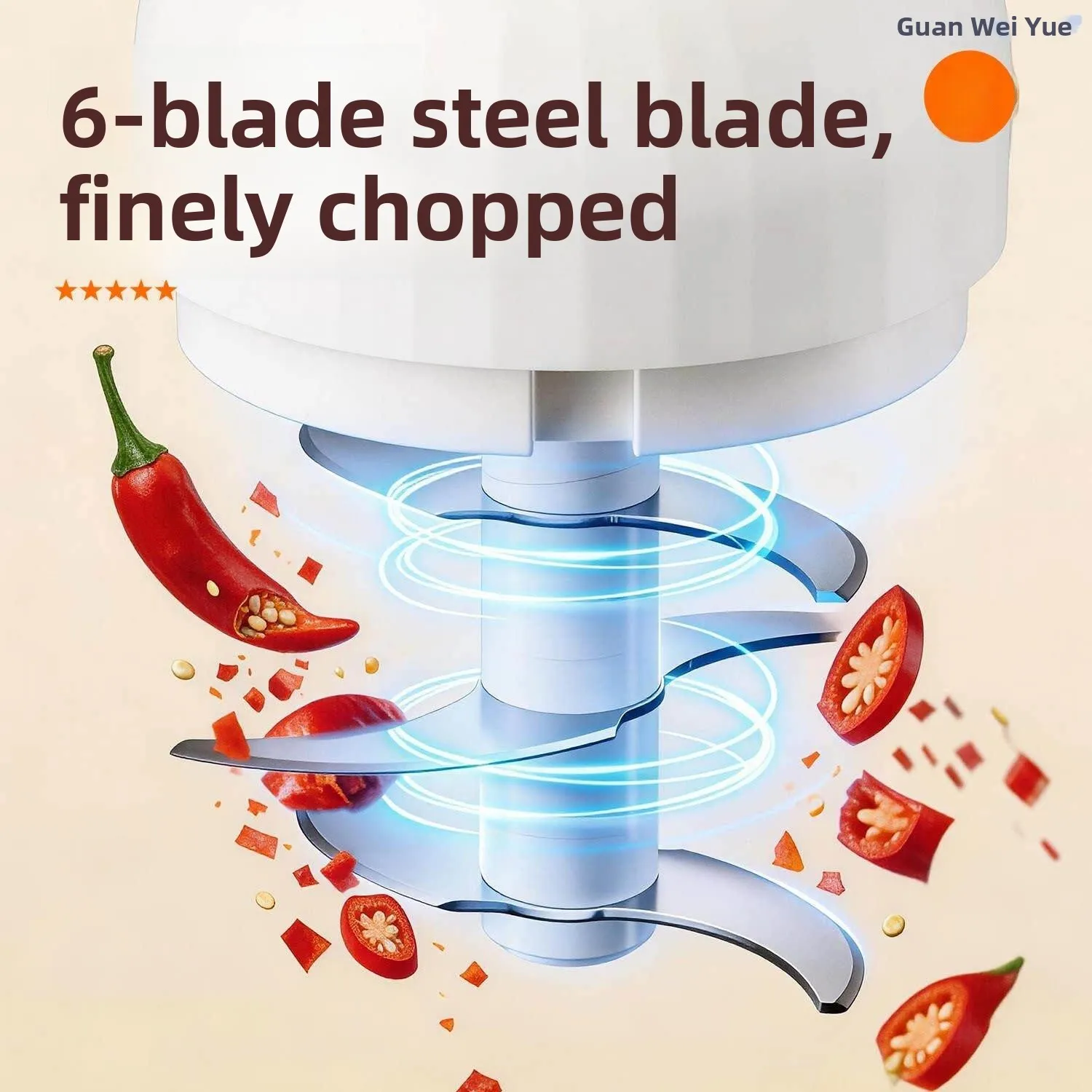 Automatic Six-Blade Garlic Chopper  Home Use  Food Processor for Grinding Garlic Glass Meat Grinder Kitchen Tool