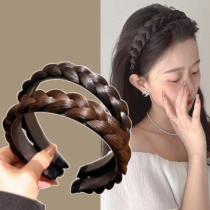 Braid Hair Band Women Fishbone Braid Women Wig Twist Braid Headband Hairpin Bohemia Non-slip Headdress Bridal Hair Accessories