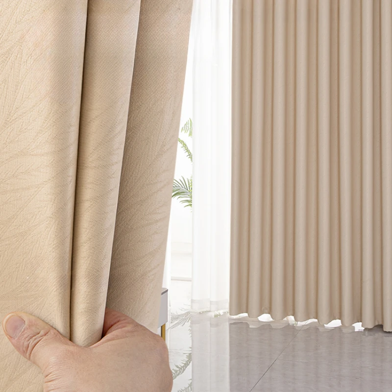 Light Luxury Blackout Curtain Simple Home Living Room Drape Bedroom Soundproof Curtains Balcony Bay Window Sun Protection Drapes