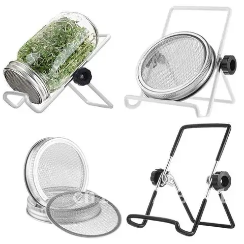 Seed Sprouter Germination Cover Kit 3PCS/Set with stainless steel filter cover mason jar Germinating set bracket jar mason.