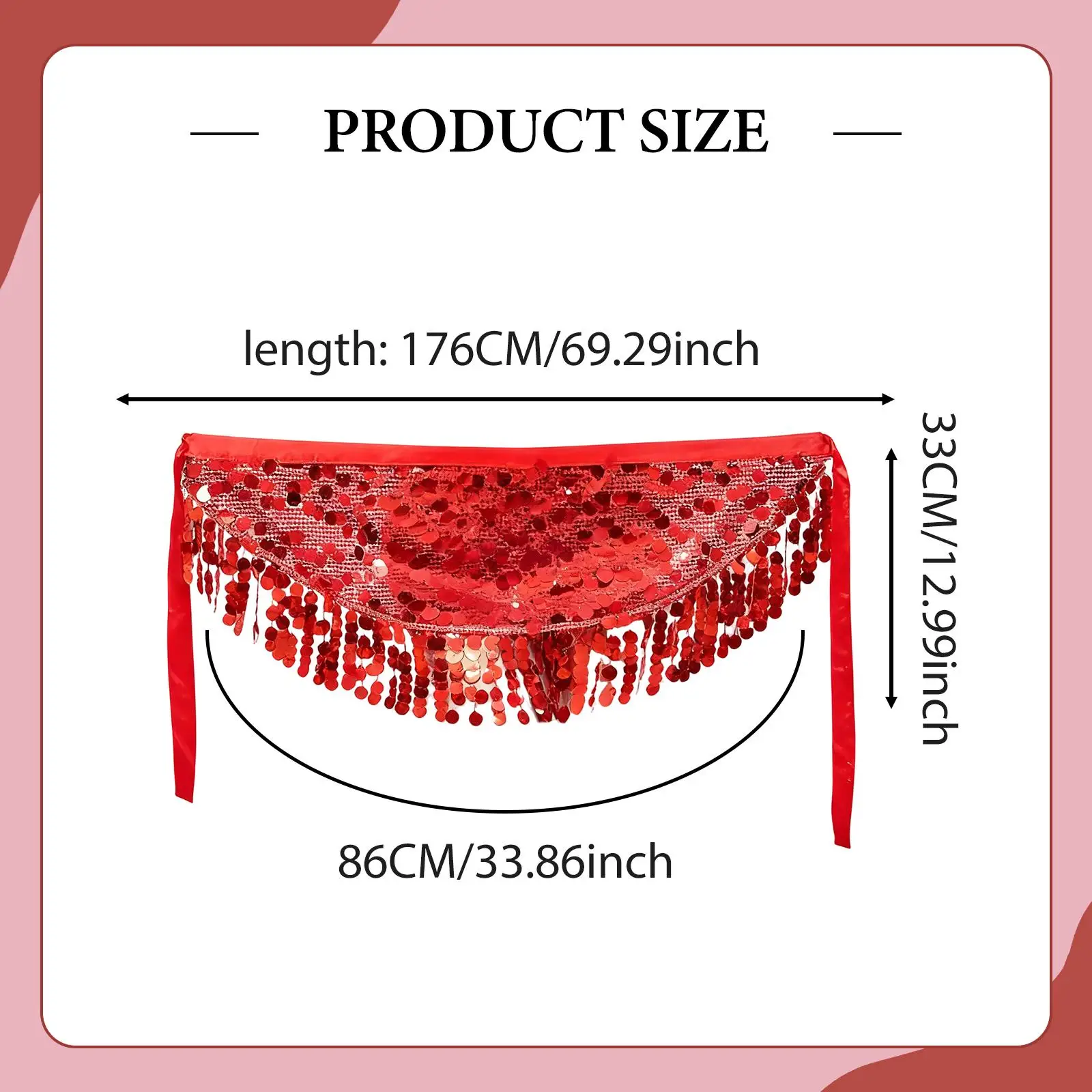 Belly Dance Hip Scarf Sequin Tassel Skirt for Stage Performance Women Girls