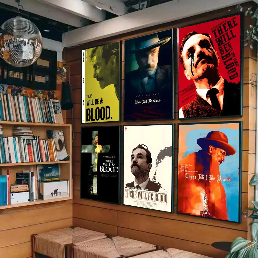 There Will Be B-Blood Poster Self-adhesive Painting With Prints Home Bedroom Living Room Decoration Holiday Gifts