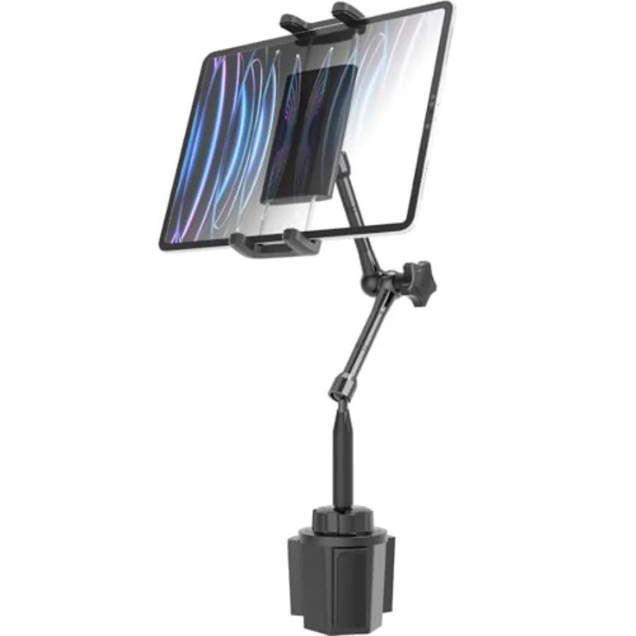 

Держатель для планшета в автомобильный подстаканник для iPad и телефонов 4.7-13 дюймов, удлиненный металлический кронштейн, держатель для планшета 12.9 дюймов для грузовиков с поворотом на 360 градусов ° Регулируемый