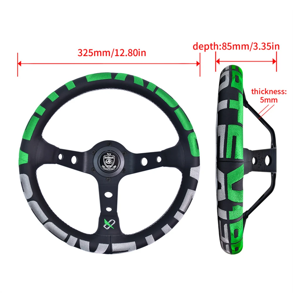 VERTEX 1996 13Inch Automobile Repacking Racing Steering Wheel 6 Bolt Leather Alloy Drift Racing Steering Wheel with Horn Button view 2