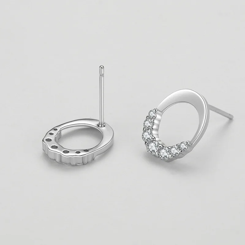 هندسة بسيطة البيضاوي تصميم المرأة S925 الزركون غرامة وأقراط المجوهرات #4