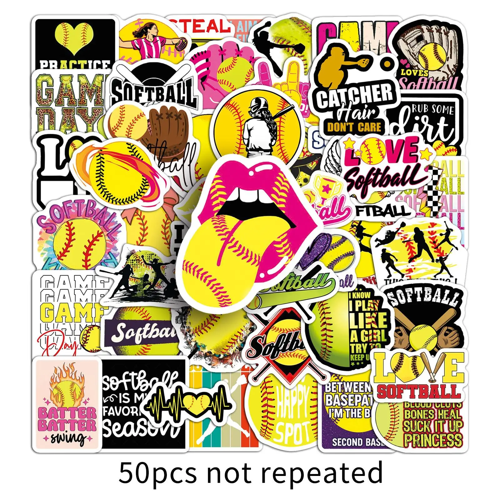 10/50 autocollants de sport de softball, dessin animé, personnalité, graffiti, imperméables, décalcomanies, jouets pour bagages, boîte à lettres, album de scrapbooking, journal intime