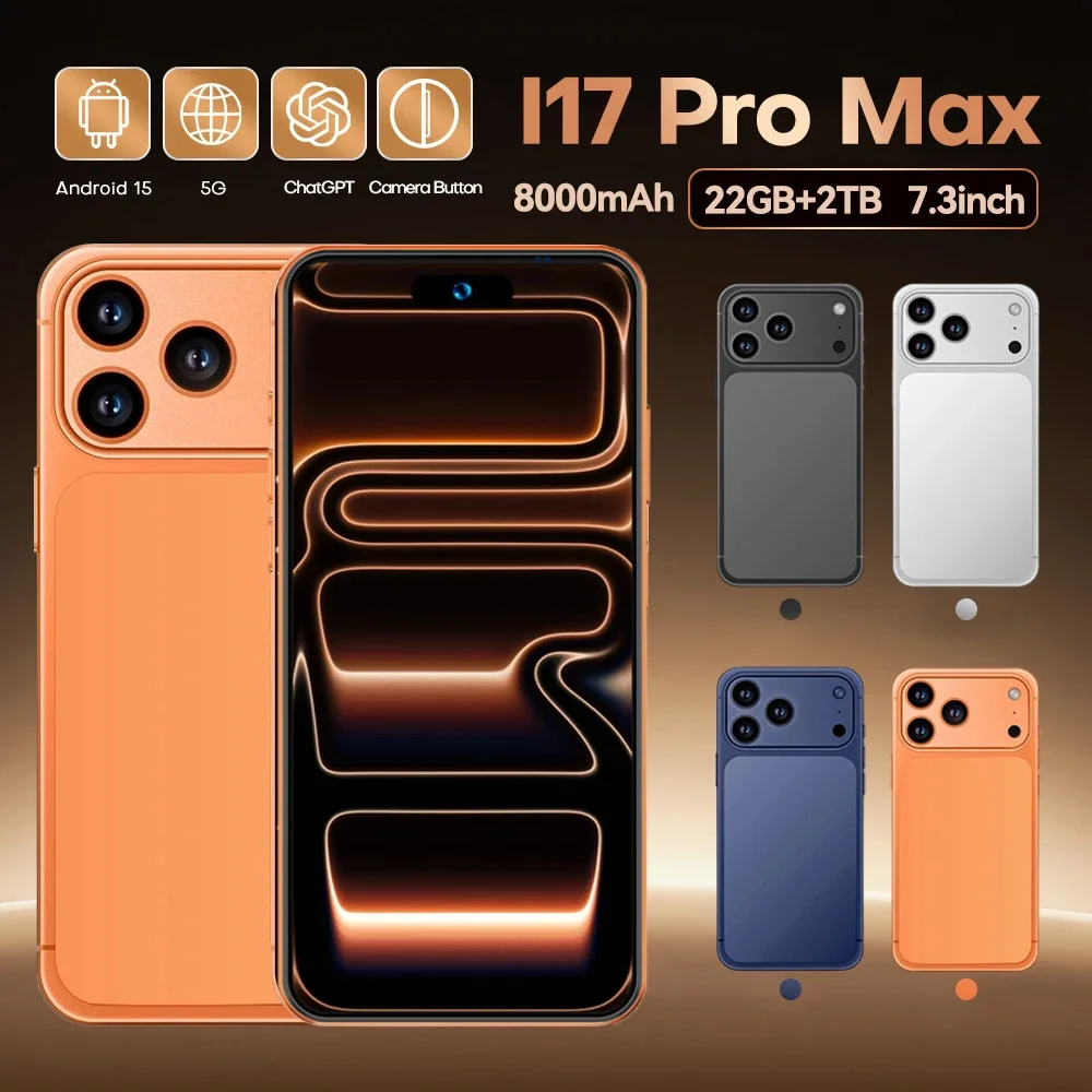 2026 New i17 Promax Pro original intelligent 4G 5G dual card dual standby system global version 7.3inch 8000mAh battery Arrival