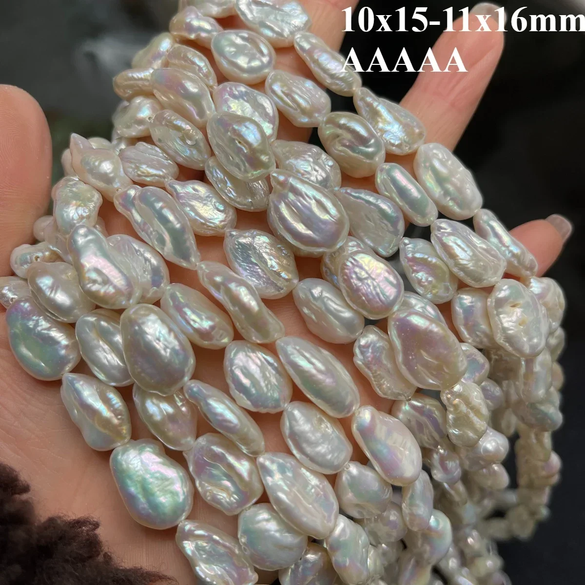 

10x15-11x16mm 5A Natural Freshwater White Baroque Pearl Irregular Big Bead Gift Jewelry Make DIY Necklace Bracelet Accessories