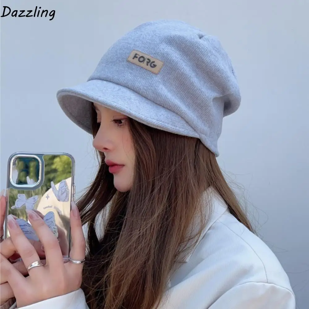 

Fashion Soft Knitted Hat Korean Style Elastic Beanies Thickened Peaked Cap Women