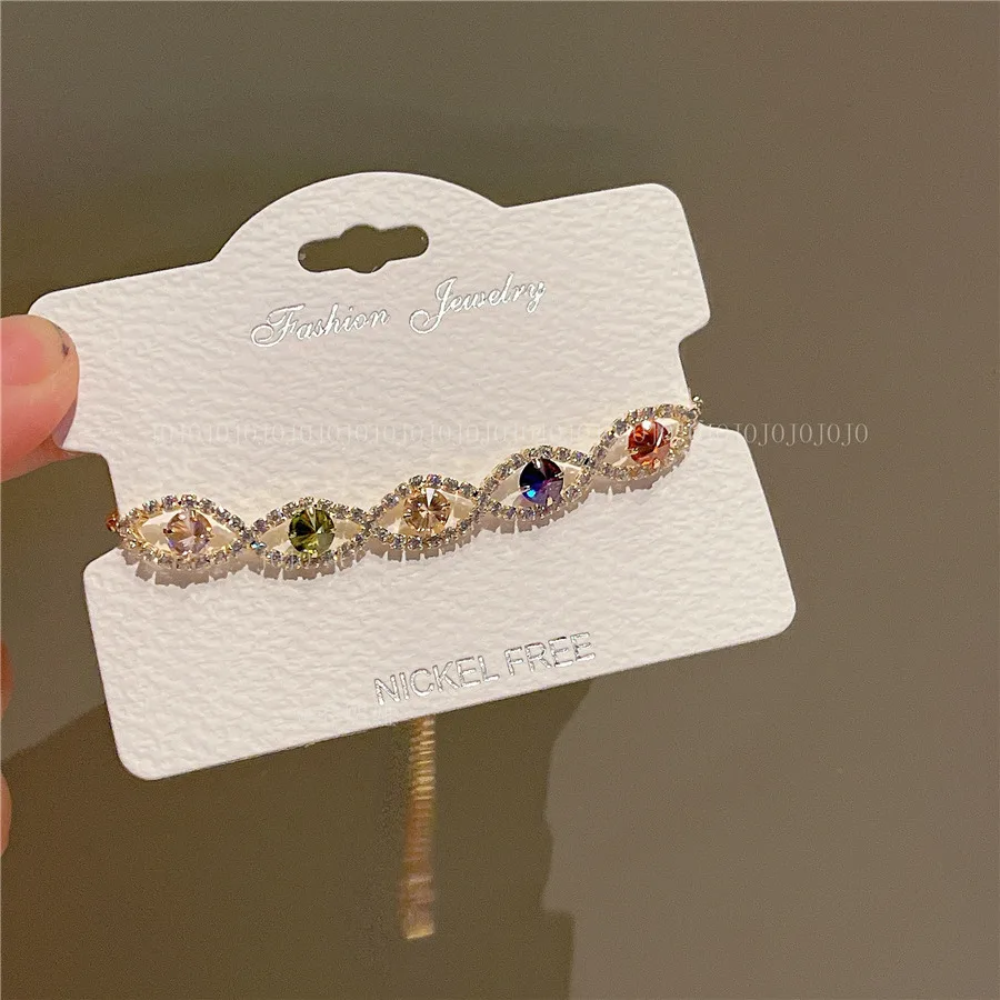 Luxury Style Colorful Zircon Bracelets for Women Circle Small and Versatile Handrope Pulling Bangle Gold Color Fashion Jewelry