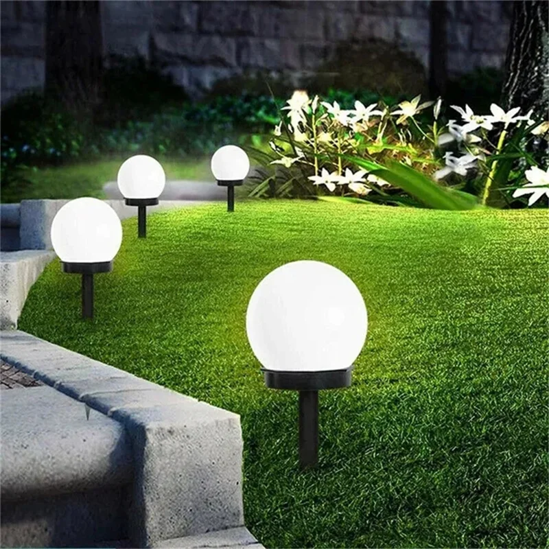 Solar Garden Light Round Ball Bulb Light LED Outdoor Waterproof  Landscape Villa Lawn Light Ground Plug Light Garden Decorative