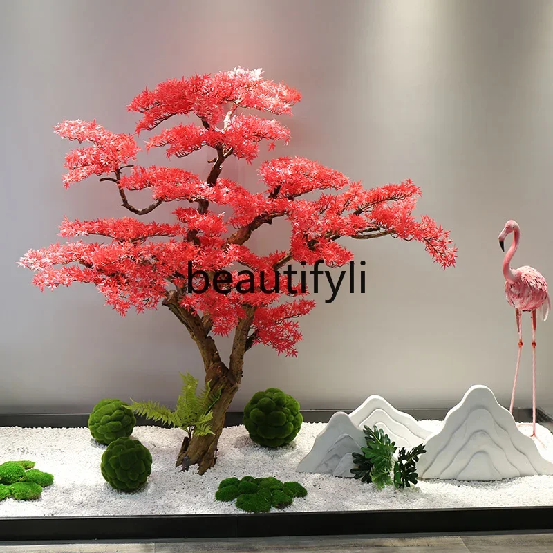 Welcome pine simulated tree red maple chicken feet maple wishing tree large fake tree new Chinese landscaping