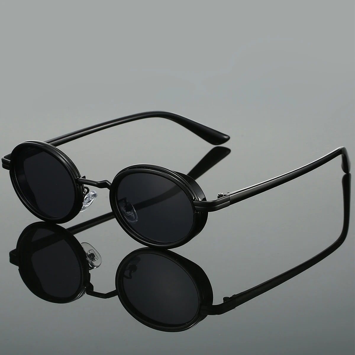 KAMMPT Vintage Punk Sunglasses 2024 New Fashion Oval Metal Gradient Sun Glasses Ins Trendy Luxury Brand Design Stylish Shades