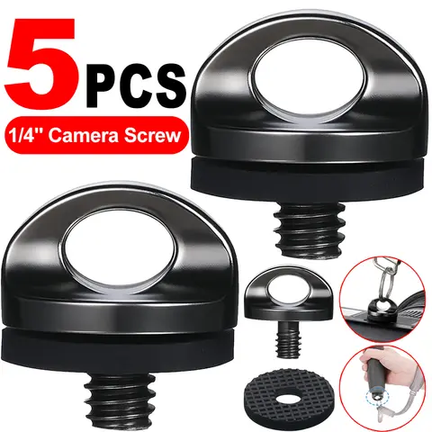 Universal 1/4" Camera Screw with Rubber Washer Aluminum Alloy Thread Camera Fixing Screw for Quick Release Wrist Strap Sling