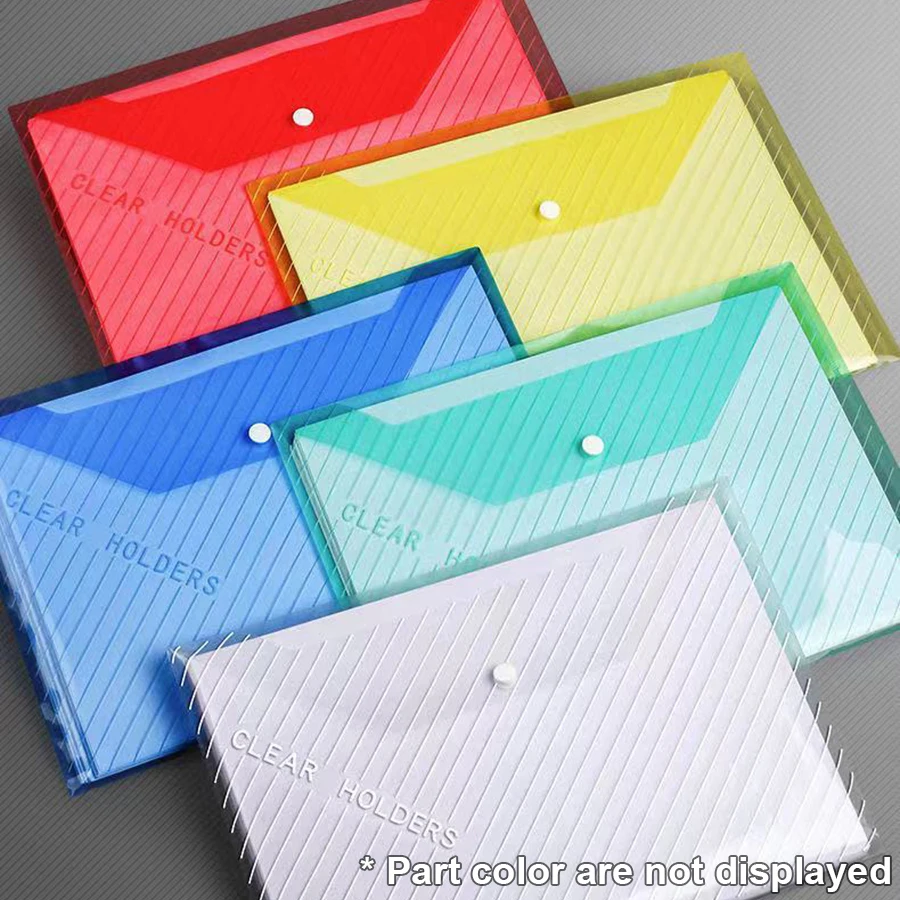 10pcs A4 Transparent Snap Button Style Document Storage Bag Daily Office File Sorting Organizing Folder Large Capacity File Bags