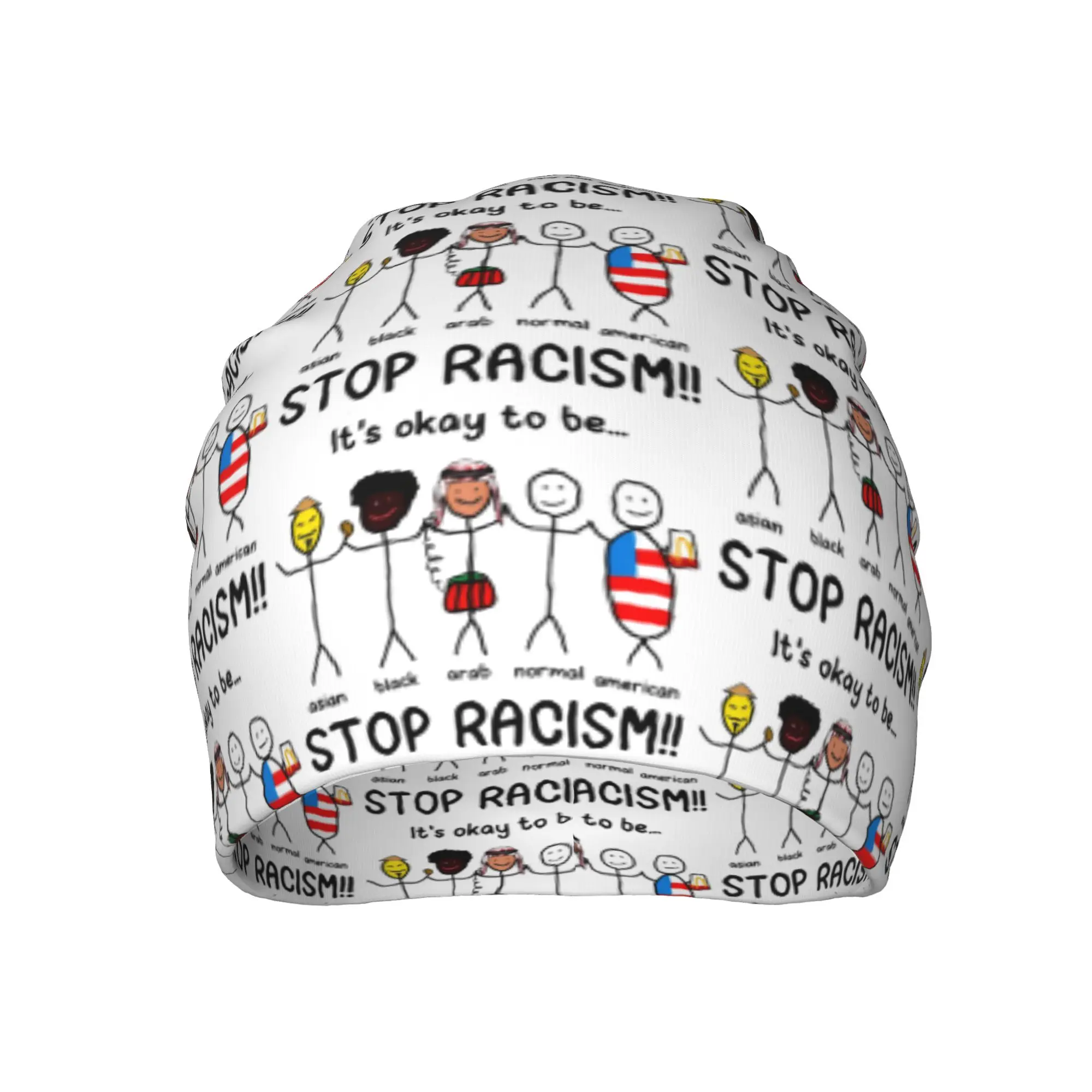 Stop Racism Its Ok to Be Bonnet Hats  Knit Hat Unisex Adult Street Y2K Warm Beanie Hats Autumn Winter Gym Custom Caps