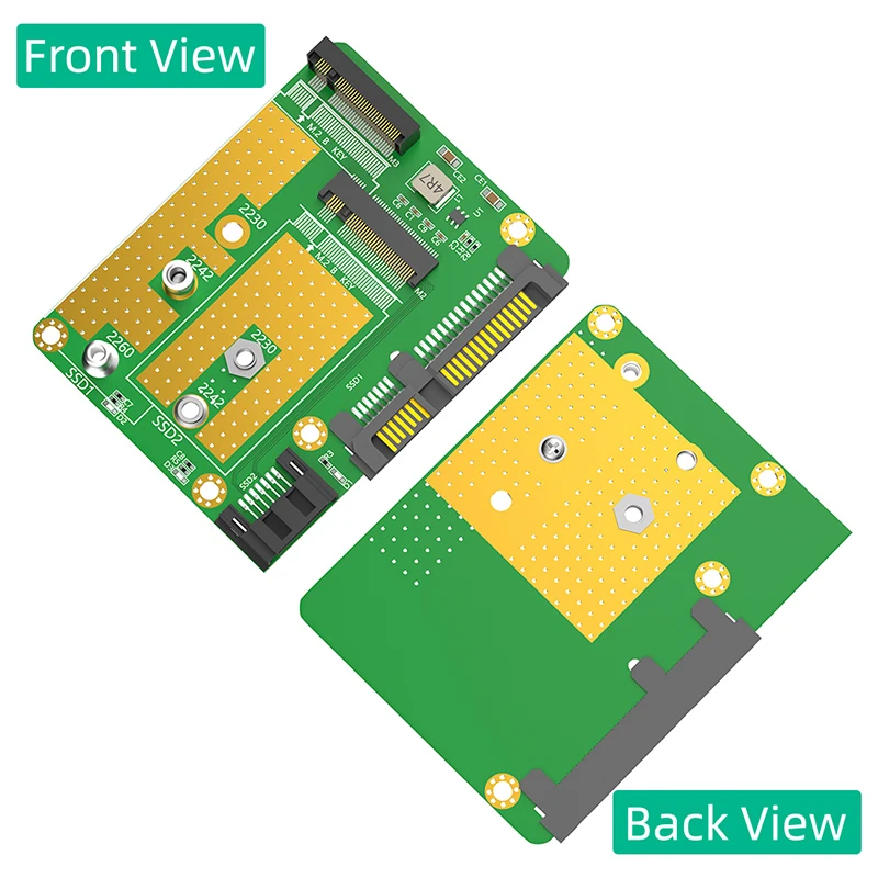 Dual M.2 B Key to Dual SATA3.0 Adapter Converter Board External M2 SATA SSD Expansion Card Support 2230 2242 2260 SSD M2 Adapter