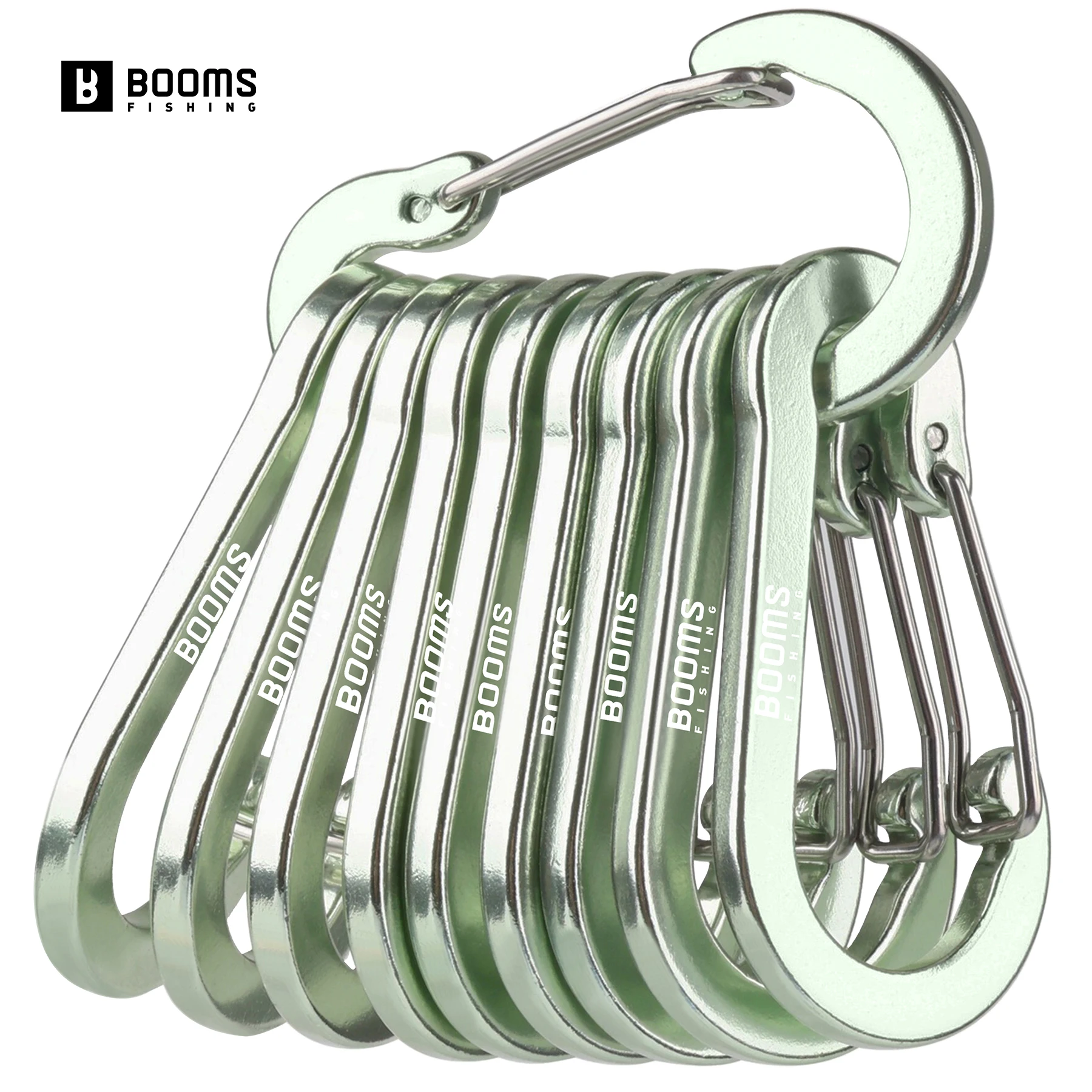Booms Fishing 7cm New Colors 10Pcs Carabiner Clip Aluminum Alloy D-Ring Outdoor Backpack Camping Multi Tool Fishing Hiking Hook