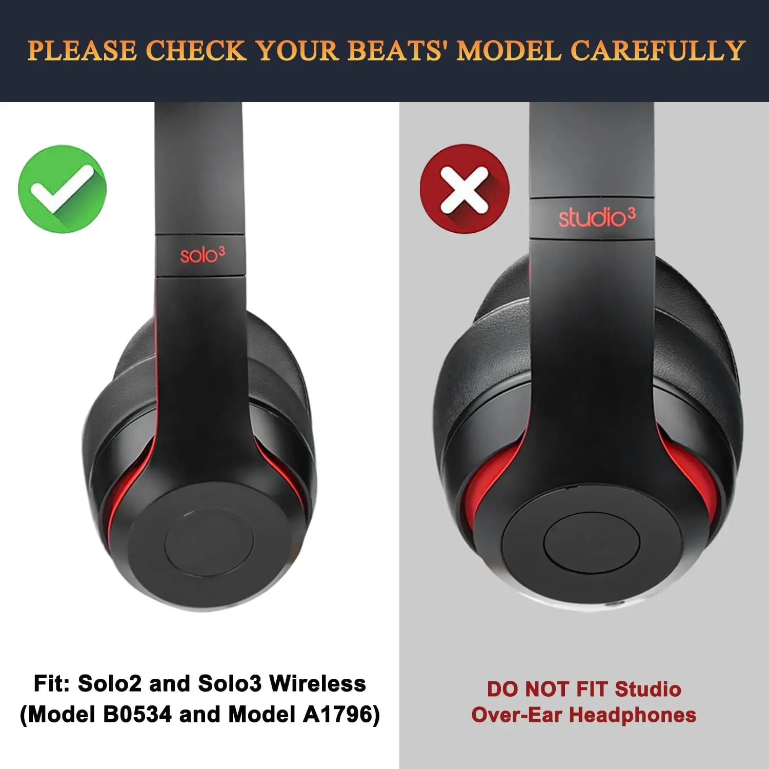 Cooling Gel เปลี่ยนแผ่นรองหูฟังสําหรับ Beats Solo 2 & Solo 3 หูฟังไร้สายบนหู, Solo2 Solo3 หูฟังพร้อม