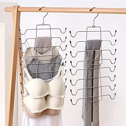 Metal Clothes Rack Tank Top Hangers Foldable Multilayer Hangers Closet Bra Vest Pyjamas Swimsuit Underwear Storage Saving Space