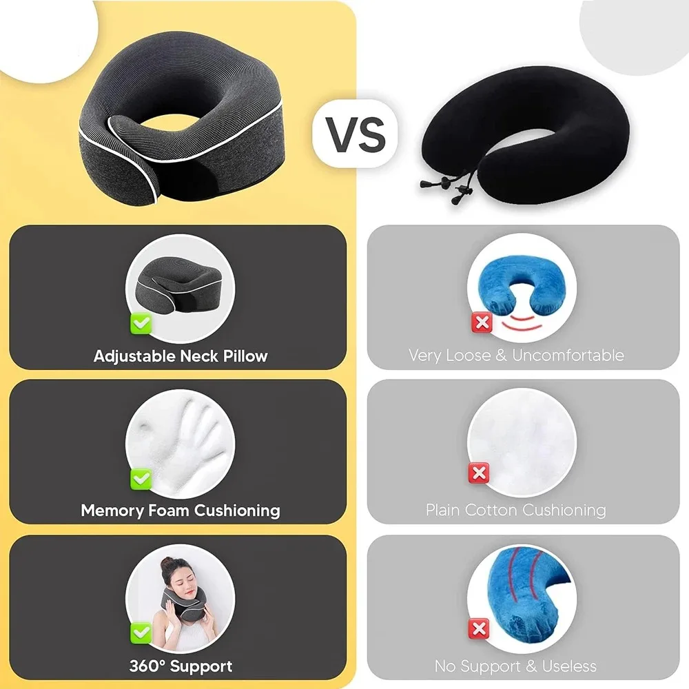 Memory Foam Neck Pillow Cervical Vertebra Travel Portable Noon Break Aircraft U Type Of Pillow Sleep Camping Pillow Carry Bag image 3